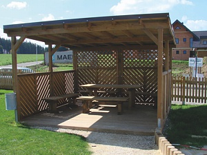 Pavillon mit Pultdach (Foto: Obra)